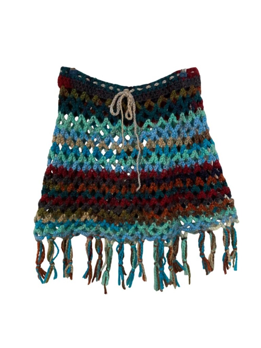 Crocheted Granny Stitch Mini Skirt Bum Warmer Swimsuit Cover Boho Festival Style